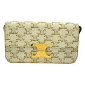 Celine Claude Shoulder Bag White Triomphe Canvas